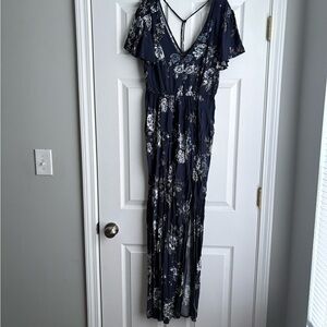 Three Hearts Navy Floral Maxi Dress